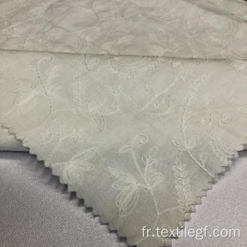 Tissu de broderie en ligne blanche